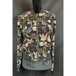 Y2K Era Women’s IZ Byer Cropped Floral Bomber Jacket, Size L